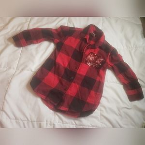 Size 4 Girls Black and Red Flannel
